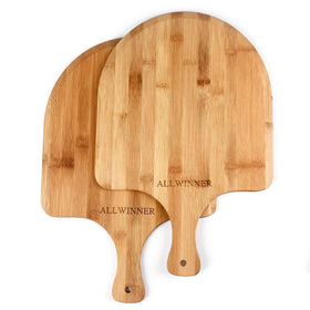 ALLWINNER 12 Inch bamboo pizza peel shows durable, eco-friendly prep for pizzas.