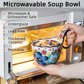 ALMA ceramic soup bowl large-handle is easy to grip and lift