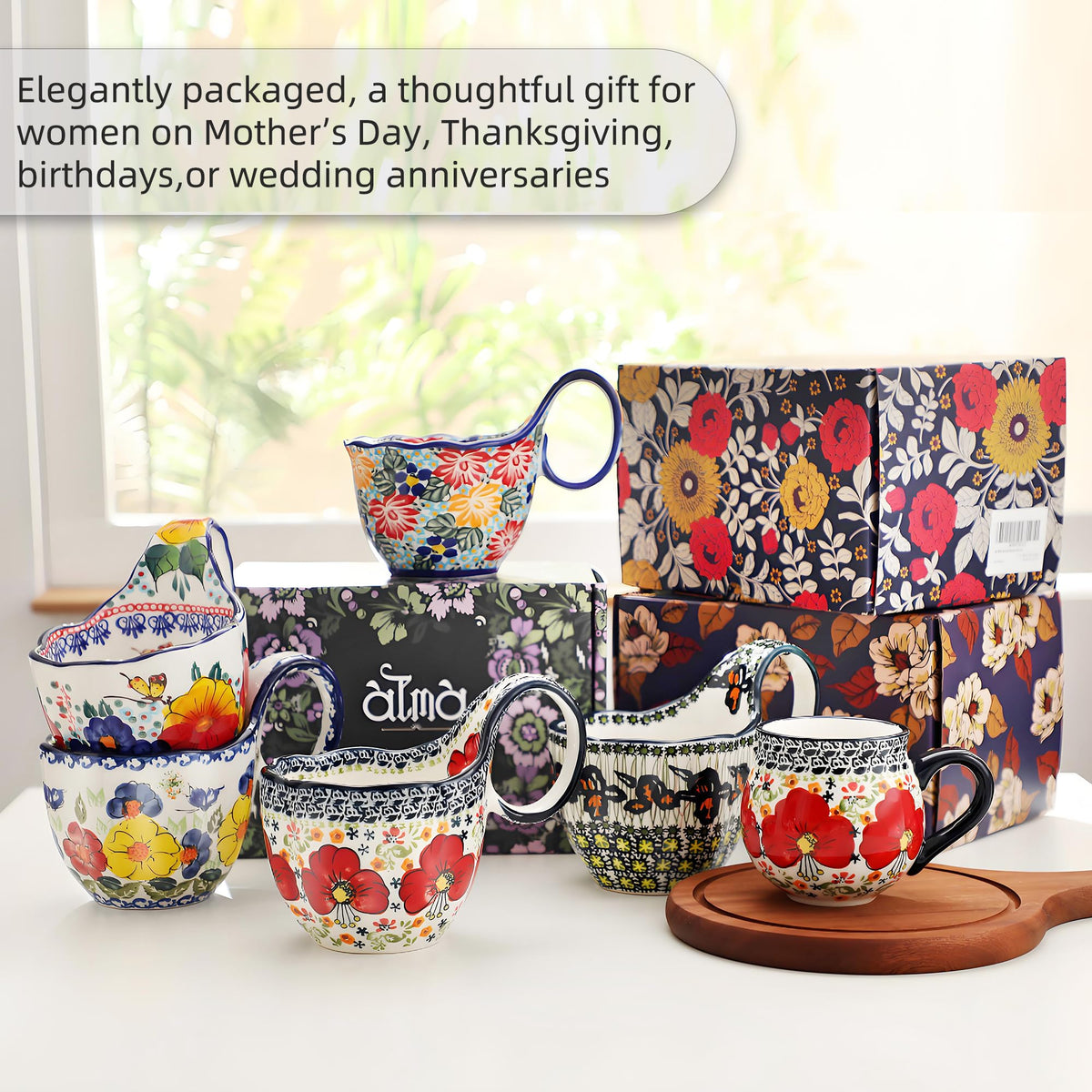 ALMA gift-ready packaging enhances the floral bowl as a present