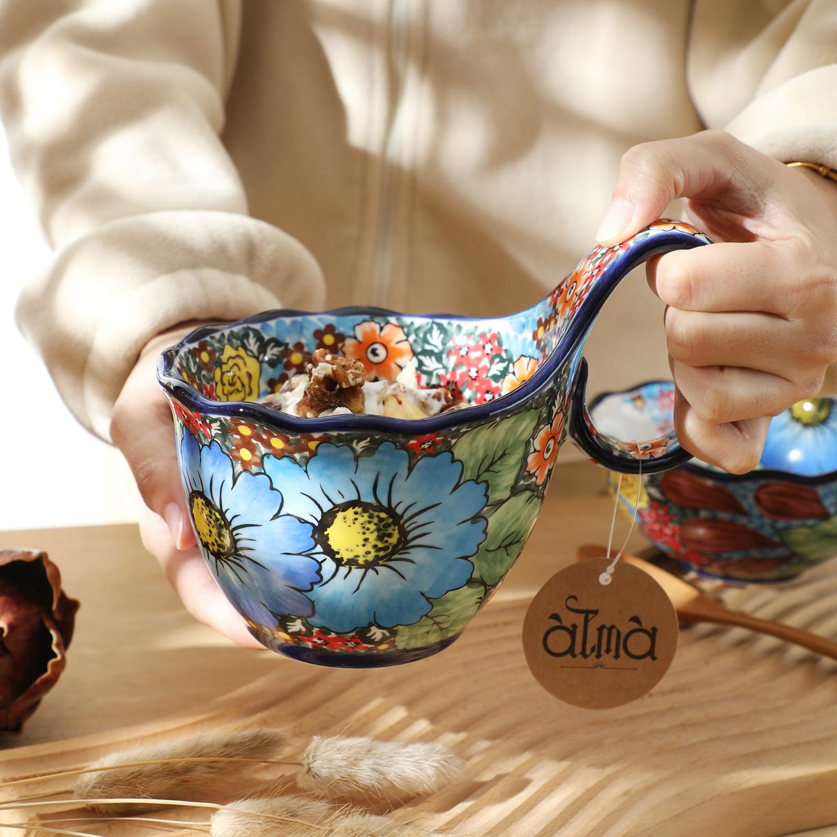 ALMA handpainted bowl microwave-safe, quick reheating of leftovers