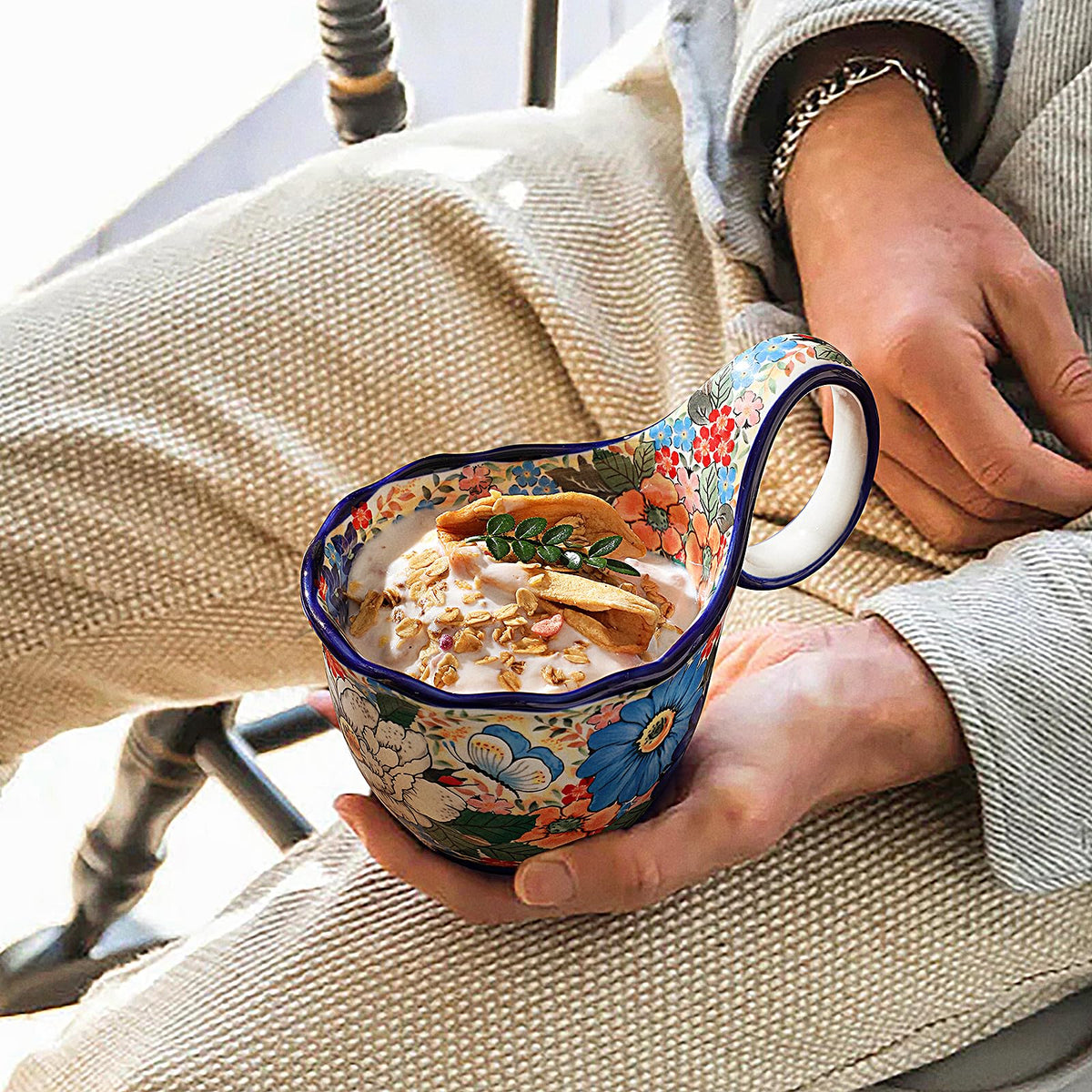 ALMA Wildflower Waltz 18oz bowl offers generous capacity for hearty servings