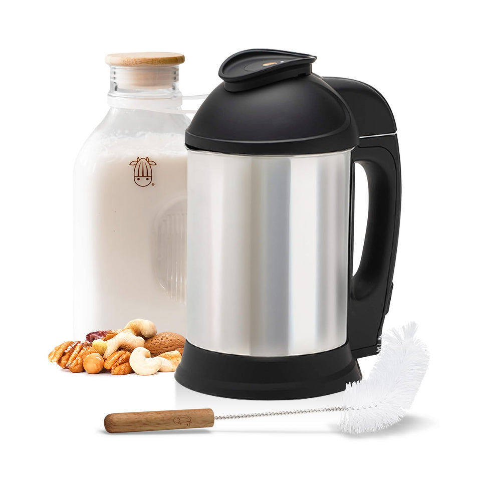 Almond Cow nut milk maker on the counter for quick, fresh plant-based milk.