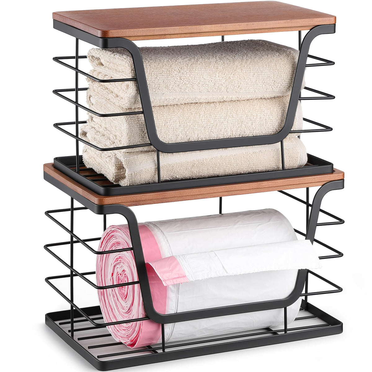 ALOCEO 2-pack stackable storage bins with lids front view for organized kitchen storage