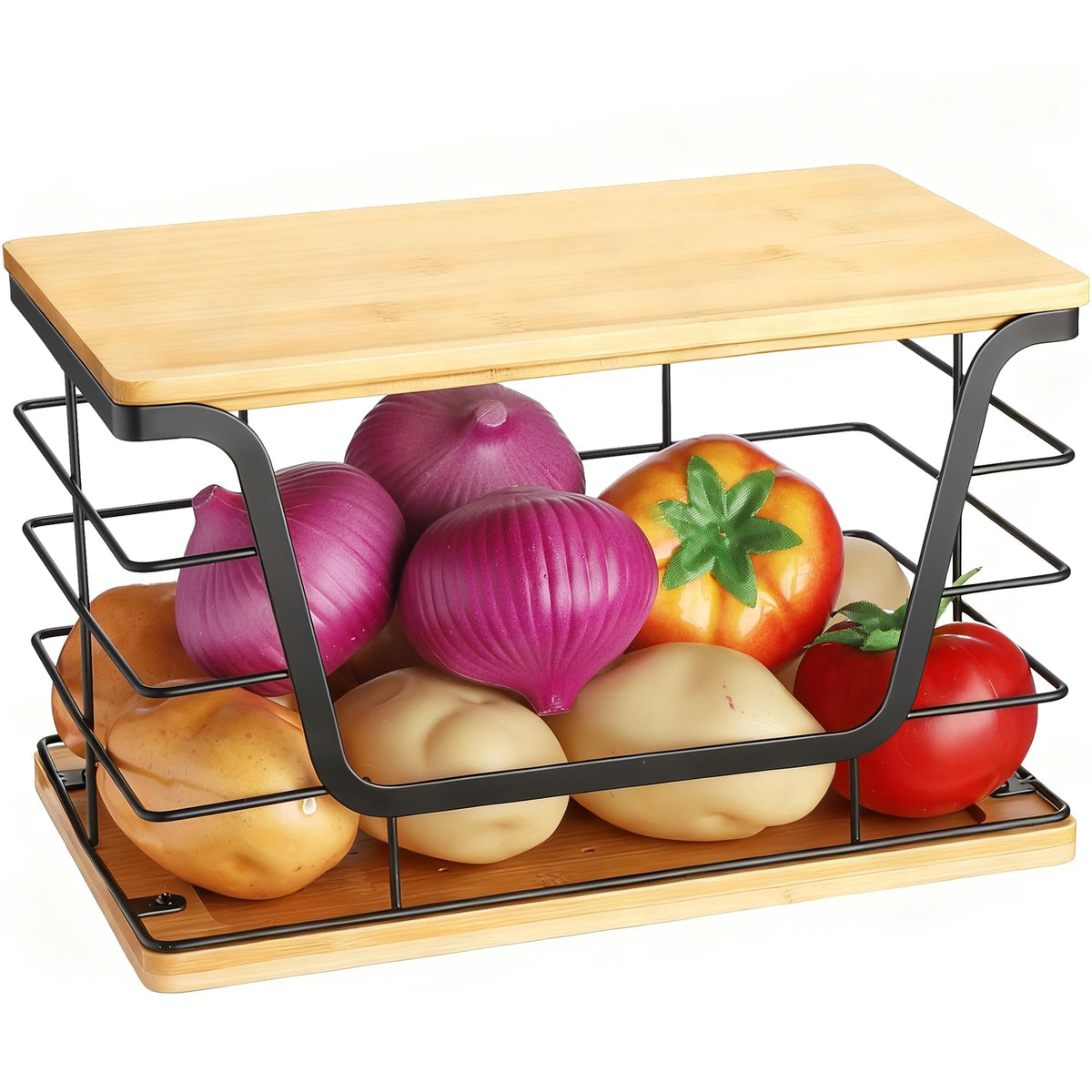 ALOECO potato and onion storage basket keeps produce visible and accessible