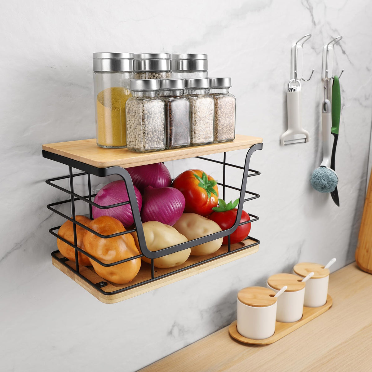 ALOECO under-sink trash bag dispenser for tidy bag storage