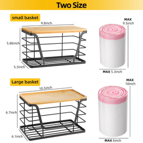 ALOCEO large trash bag organizer side view showing durable stainless steel basket