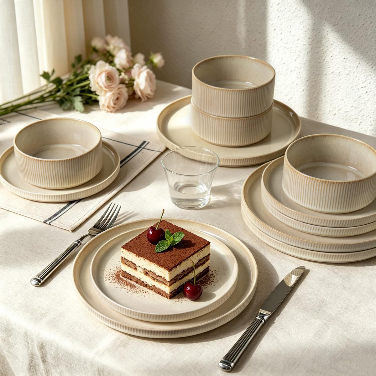 ALOFMO complete service for four with balanced weight and nesting