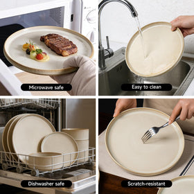 ALOFMO dinnerware safe for microwave reheating and dishwasher cleaning