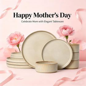 ALOFMO beige ribbed bowls showcasing texture and style