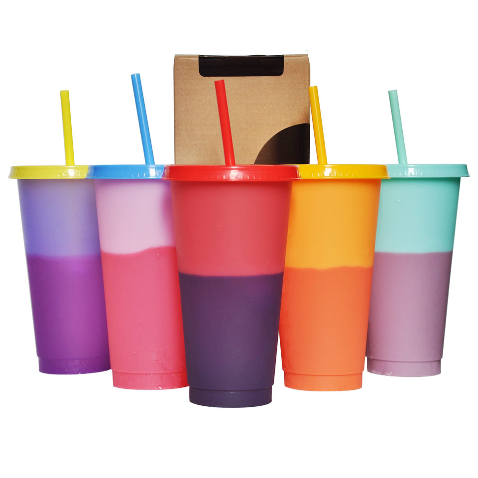 Alohastarttg color-changing cups reveal vivid hues as ice chills beverages, great for parties.