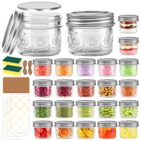 Alotpower 4 oz mason jar with embossed pattern for visible jams and spices
