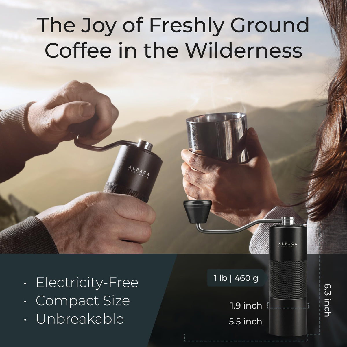 ALPACA VENTURES portable travel-size grinder ideal for on-the-go coffee