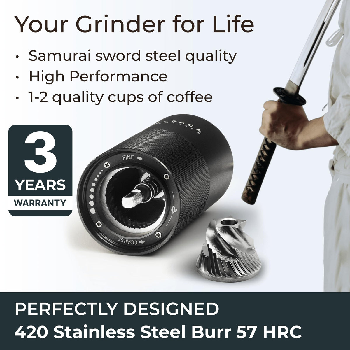 ALPACA VENTURES stainless steel conical burr ensuring consistent grind