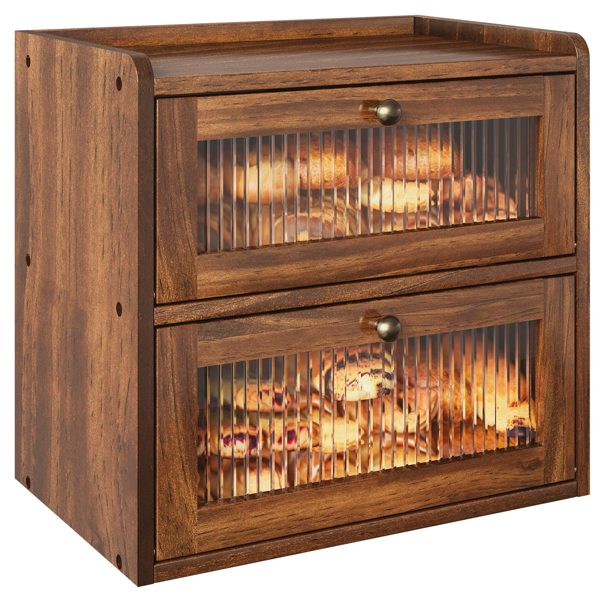 Alpeir double-layer bread box with acrylic window keeps bread visible and accessible.