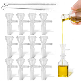 ALPENKOK 12-pack 14mm glass funnels with handles for precise pouring into jars