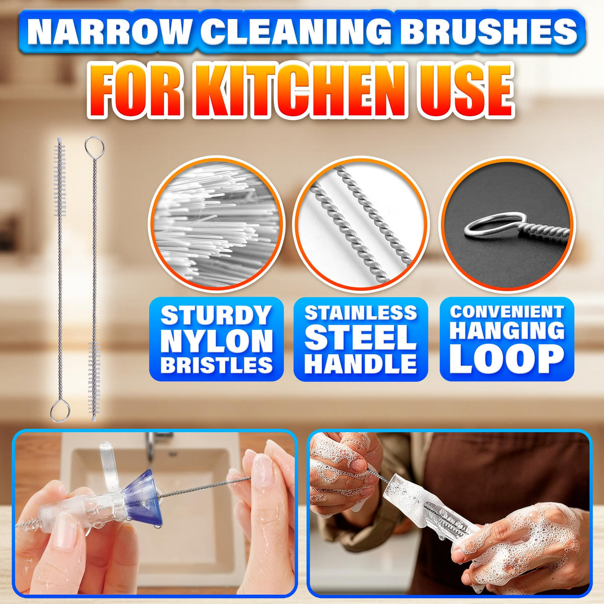 ALPENKOK easy-cleaning funnel brushes help remove odors.