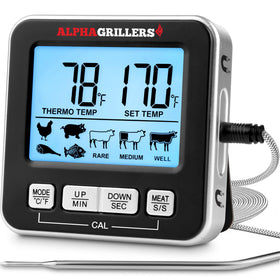 Alpha Grillers digital-probe thermometer displaying fast, accurate readings