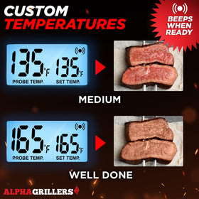 Alpha Grillers thermometer magnetic back attached to fridge