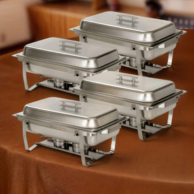 ALPHA LIVING chafing dish with folded legs provides sturdy buffet support.