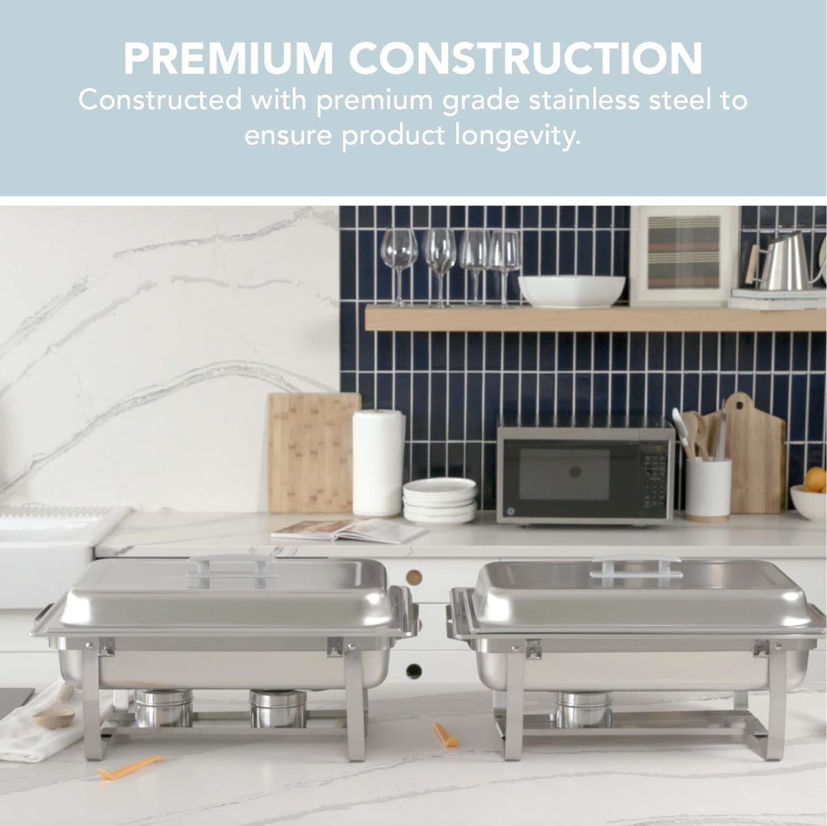 ALPHA LIVING 70012-gray chafing dish handles enable easy transport.