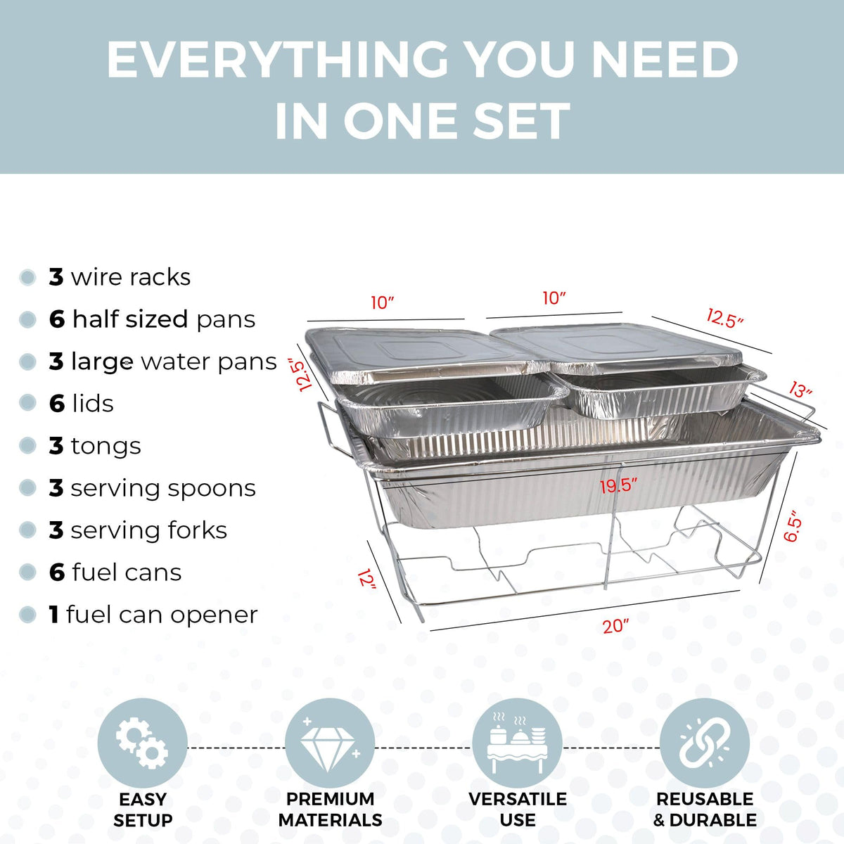 ALPHA LIVING aluminum half pans offer durable food presentation.