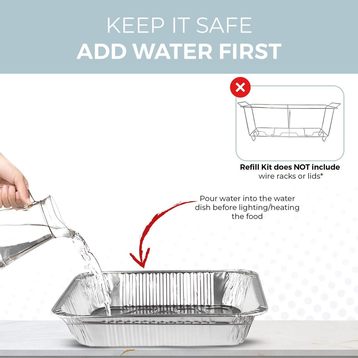 ALPHA LIVING refill kit setup enables quick, hassle-free buffet arrangement.