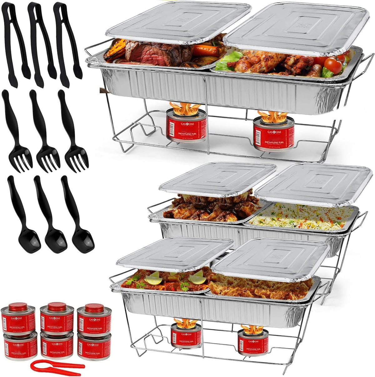 ALPHA LIVING large chafing dish set with covers, ideal for elegant buffets.
