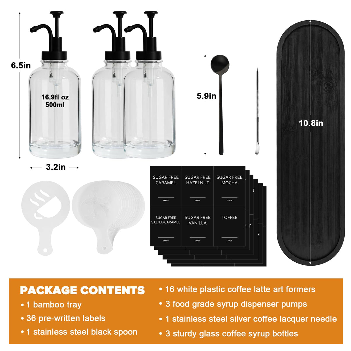 ALPIRIRAL 16.9 oz glass bottle with pump ready for syrups.