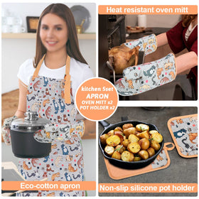 Alselo cat floral pot holders provide a secure non-slip grip for safe cooking.