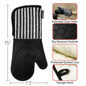 Alselo extra-long 15-inch oven gloves keep wrists safe while reaching into hot ovens.