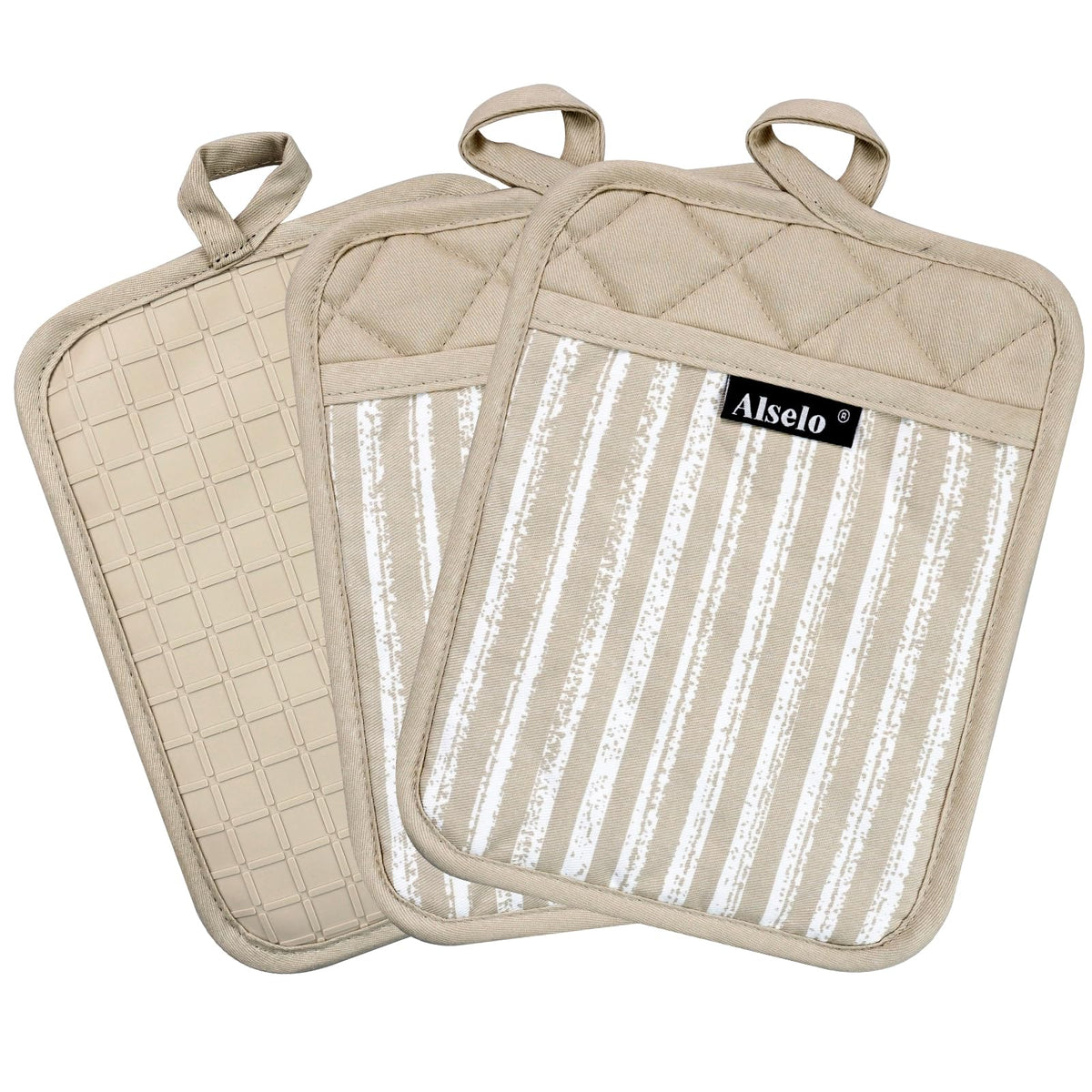 Versatile pot holders for cooking, baking, grilling, and serving hot dishes.