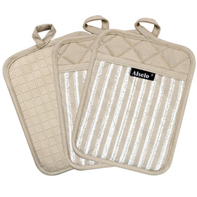 Versatile pot holders for cooking, baking, grilling, and serving hot dishes.