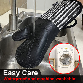 Alselo oven mitts are machine washable and stain-resistant for easy care.