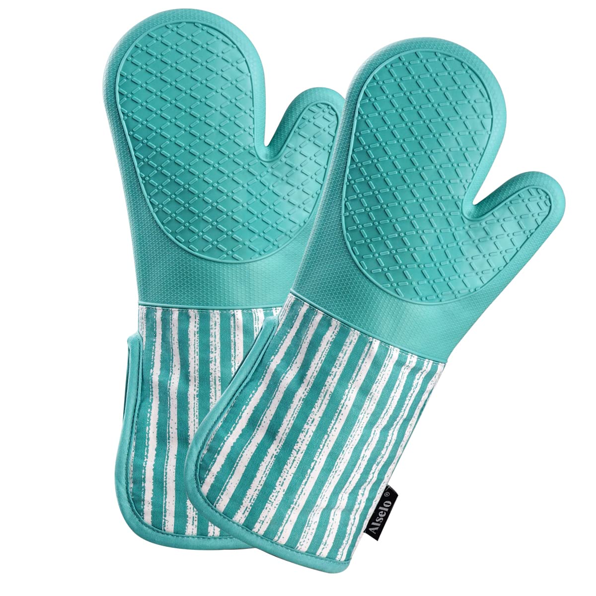 Alselo silicone oven mitts heat up to 932F for safe baking use