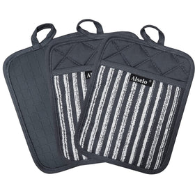 Alselo hanging loop keeps potholders within reach after cooking