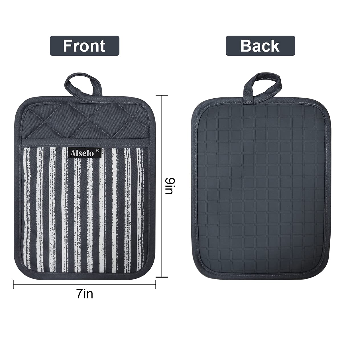 Alselo pot holders with non-slip grip for easy lifting of hot pans