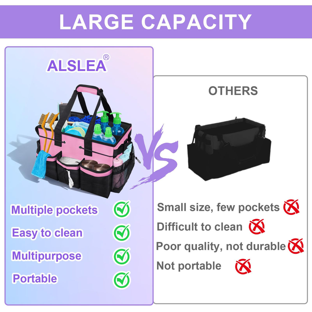 ALSLEA Cleaning Caddy Bag bottom reinforced for stability during longer cleaning sessions.