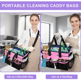 ALSLEA Cleaning Caddy Bag adjustable shoulder strap enables hands-free carrying.