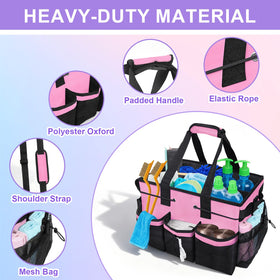 ALSLEA Cleaning Caddy Bag side pocket open highlights easy-access tool storage for cleaners.