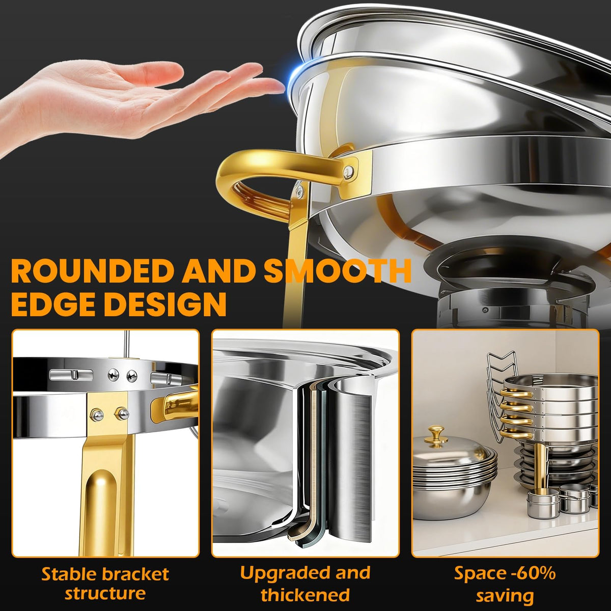 ALSO GO chafing dish lids and trays set enables fast, organized buffet service