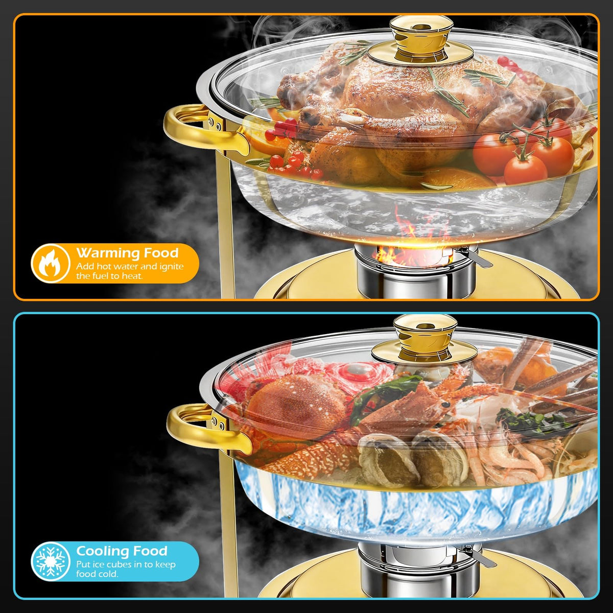 Also Go chafing dish water pan and stand assembly keeps food warm safely.