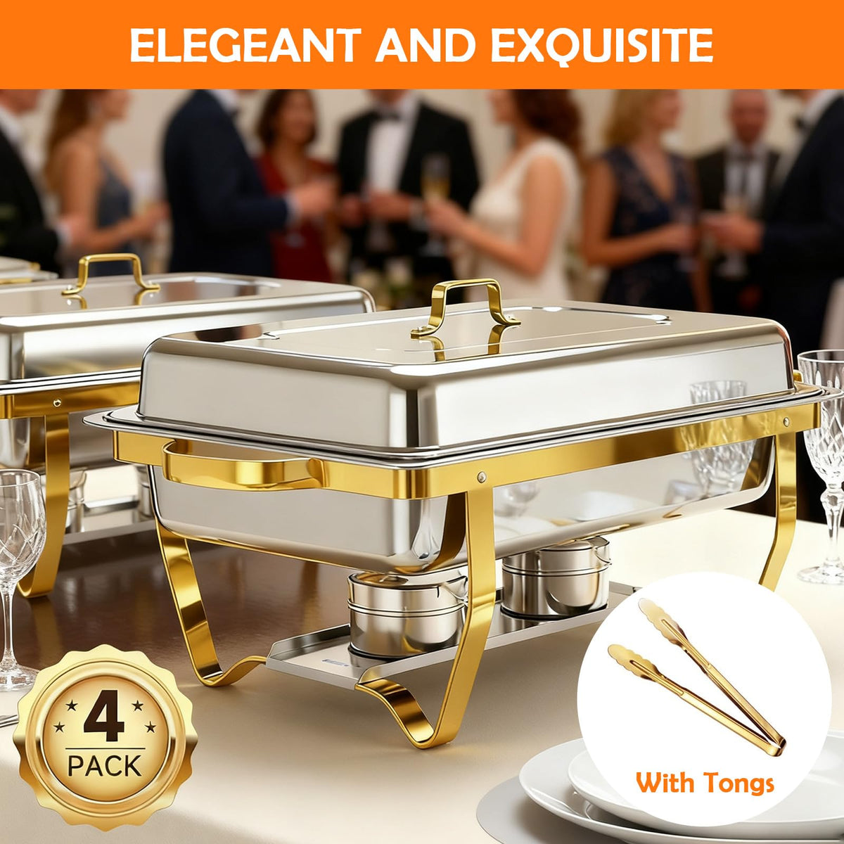 ALSO GO chafing dishes water pan and lid with burners, ready for versatile warm-and-serve setups.