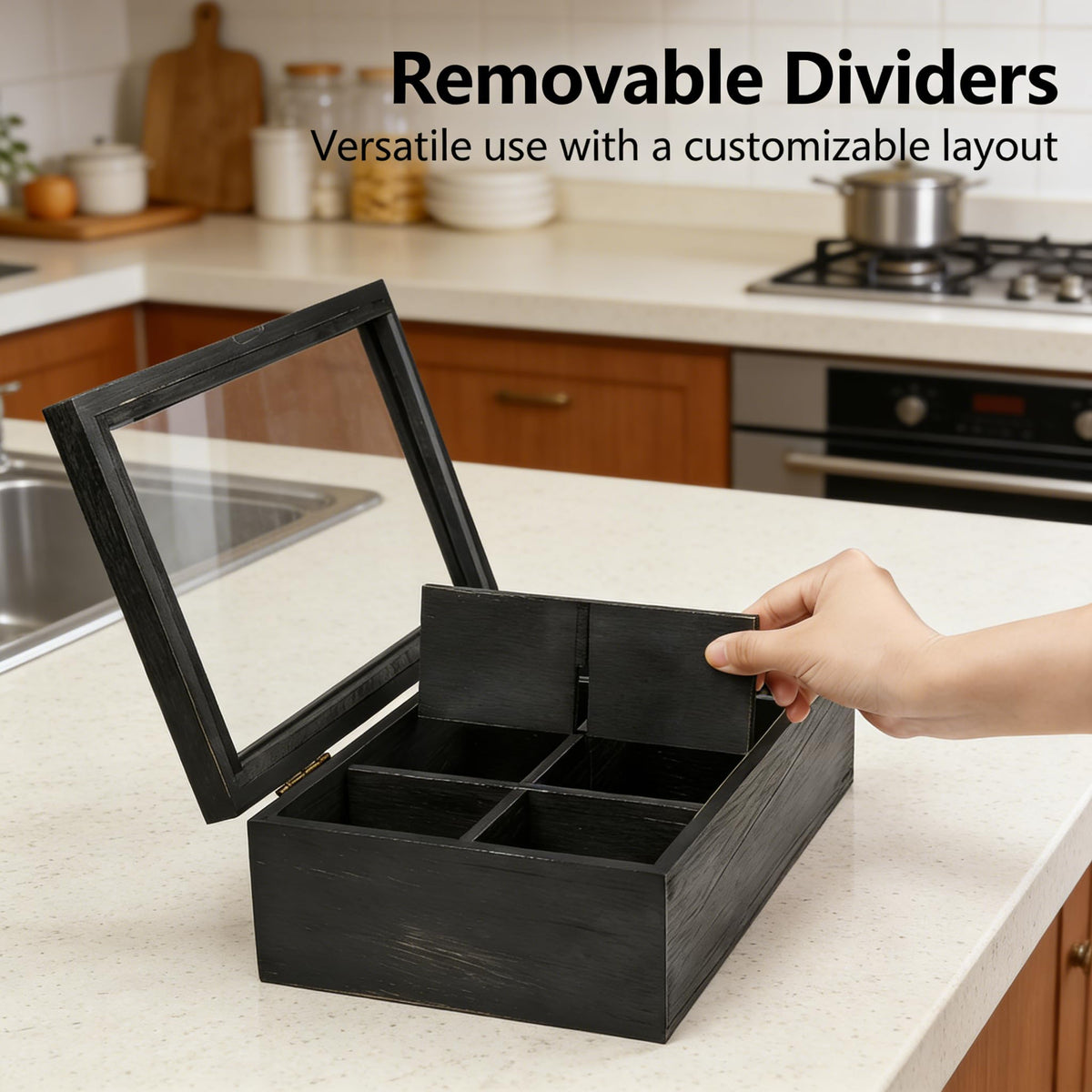 Alsonerbay wooden storage box keeping desk space tidy and organized