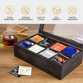 Alsonerbay sturdy wooden tea box with non-slip mat protection