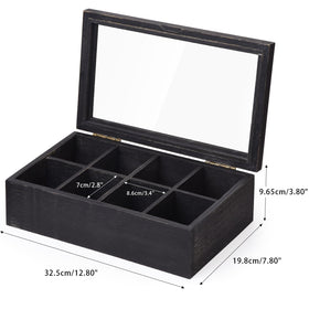 Alsonerbay weathered black finish tea box showing durable wood and lid