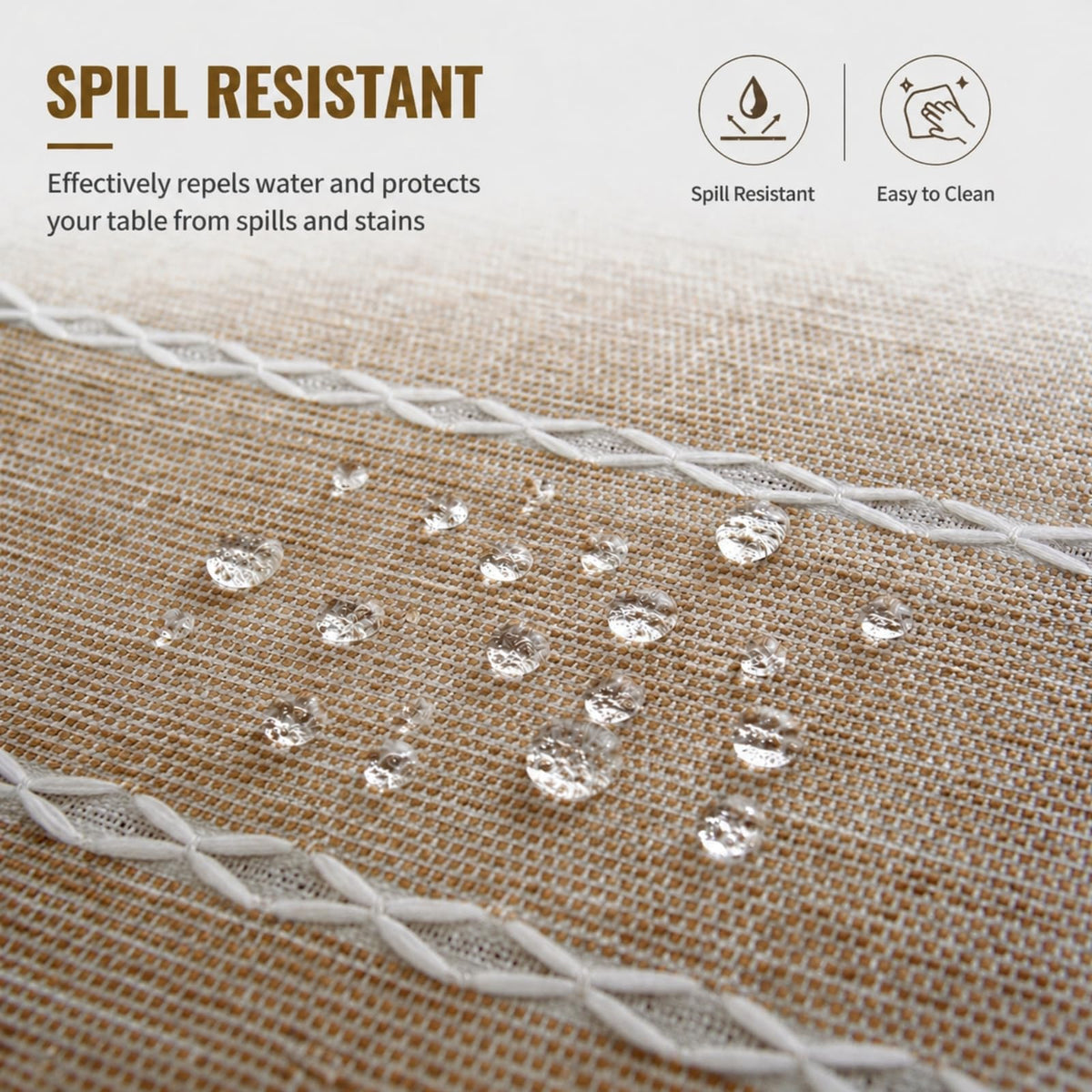 Alsoo tablecloth 55x75 inches fits 4-6 seat tables with a clean drape.