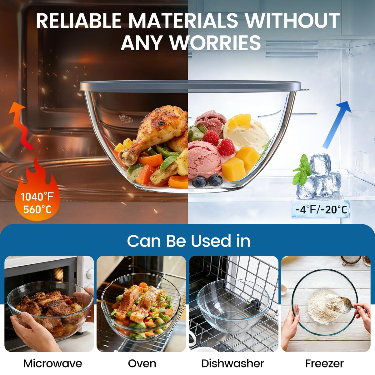 AltarreT borosilicate bowl with thickened rim for easy grip while stirring.