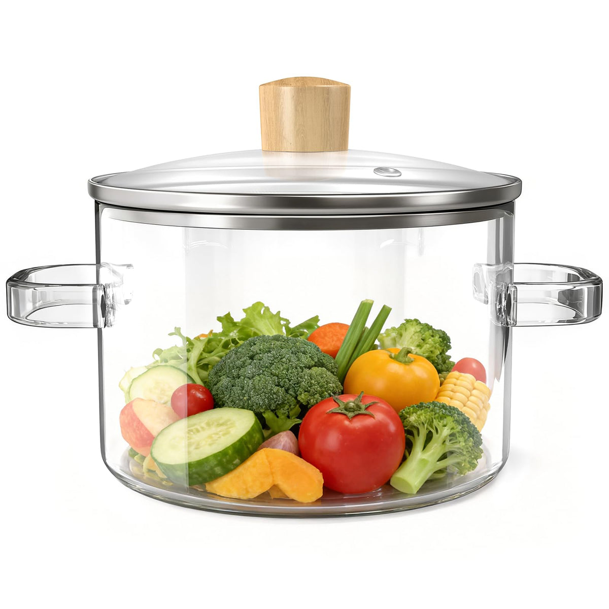 AltarreT clear glass simmer pot with lid lets you monitor pasta and soups easily.