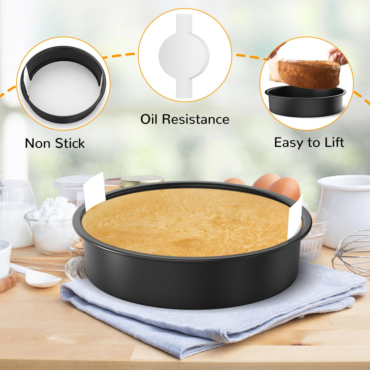 AltarreT easy-release cake pan with parchment lift for clean cake removal.
