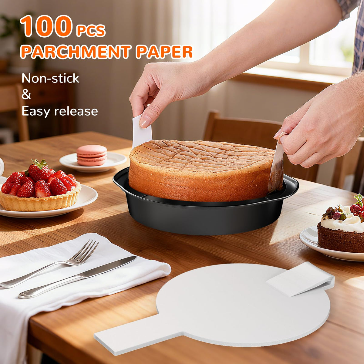 AltarreT parchment paper included for stick-free lining.